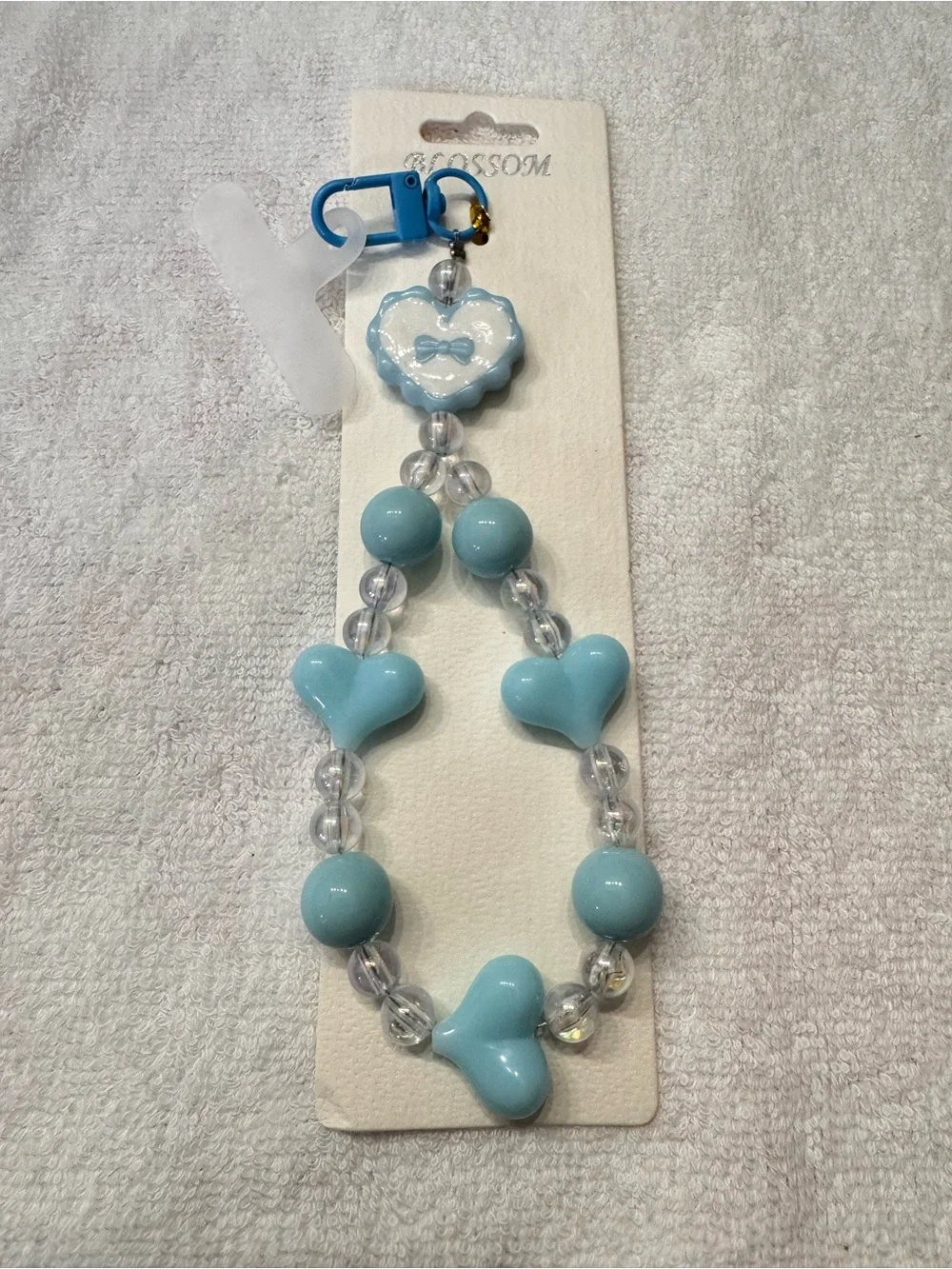 Blue Heart Bead Bracelet cell phone charm